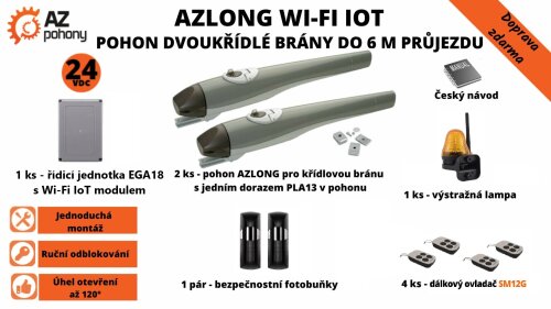 AZLONG Wi-Fi IoT - pohon dvoukřídlé brány do 6 m průjezdu
